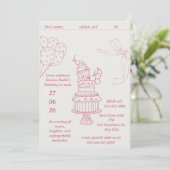 Sweet 16 Pink Bow Retro Birthday 招待状 (スタンド正面)