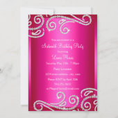 Sweet 16 Pink Bow & Sparkle Diamondのお知らせ 招待状 (裏面)