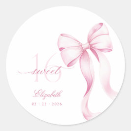 Sweet 16 Pink Bow Stickers ラウンドシール