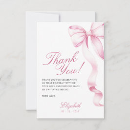 Sweet 16 Pink Bow Thank You Card サンキューカード
