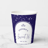 Sweet 16 Princess Tiara Crown Navy Blue Birthday 紙コップ (正面)