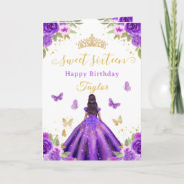 Sweet 16 Purple Princess African American Girl カード