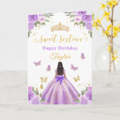 Sweet 16 Purple Princess African American Girl カード (黄色い花)