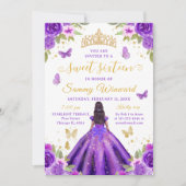 Sweet 16 Purple Princess African American Girl 招待状 (正面)