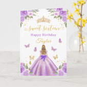 Sweet 16 Purple Princess Blonde Girl カード (黄色い花)
