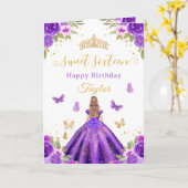 Sweet 16 Purple Princess Blonde Girl カード (黄色い花)