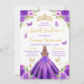 Sweet 16 Purple Princess Blonde Girl 招待状 (正面)