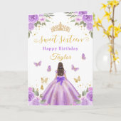 Sweet 16 Purple Princess Brunette Girl カード (黄色い花)