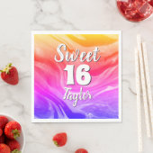 Sweet 16 Rainbow Colored Marble Personalized スタンダードランチョンナプキン (インサイチュ)