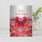 Sweet 16 Red Bow & Sparkle Diamondのお知らせ 招待状 (スタンド正面)