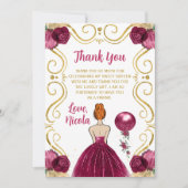 Sweet 16 Red Hair Princess Burgundy  サンキューカード (正面)