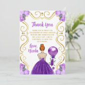 Sweet 16 Red Hair Princess Purple Happy Birthday サンキューカード (スタンド正面)