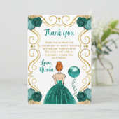 Sweet 16 Red Hair Princess Teal  サンキューカード (スタンド正面)