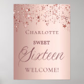 Sweet 16 rose gold stars welcome  ポスター (正面)