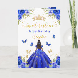 Sweet 16 Royal Blue Princess African American Girl カード