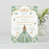 Sweet 16 Sage Green Princess Blonde Girl 招待状 (スタンド正面)