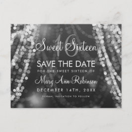 Sweet 16 "Save The Date"シルバーストリングライト 案内ポストカード