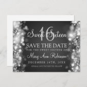 Sweet 16 "Save The Date"ライツきらめく・シルバー 案内ポストカード (正面/裏面)