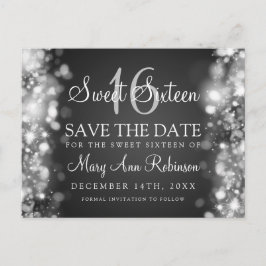 Sweet 16 "Save The Date"ライツきらめく・シルバー 案内ポストカード