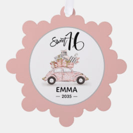 Sweet 16 Script Photo Bestie Snowflake Ornament オーナメントカード