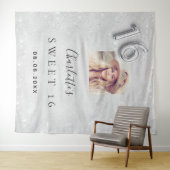 Sweet 16 silverグリッター写真ようこそ タペストリー (インサイチュ(横))