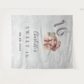 Sweet 16 silverグリッター写真ようこそ タペストリー (正面(横))