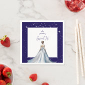 Sweet 16 Silver Ball Gown Dress Navy Blue Birthday スタンダードカクテルナプキン (インサイチュ)