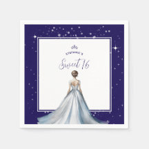 Sweet 16 Silver Ball Gown Dress Navy Blue Birthday