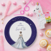 Sweet 16 Silver Ball Gown Dress Navy Blue Birthday ペーパープレート (パーティー)