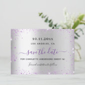 Sweet 16 silver lavender save the date card セーブザデート (スタンド正面)