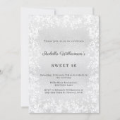 Sweet 16 silver snowflakes elegant party 招待状 (正面)