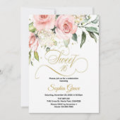Sweet 16 Sixteen Blush Pink Floral Birthday 招待状 (正面)