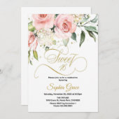 Sweet 16 Sixteen Blush Pink Floral Birthday 招待状 (正面/裏面)