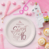 Sweet 16 Sixteen rose gold ペーパープレート (パーティー)