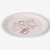 Sweet 16 Sixteen rose gold ペーパープレート (アングル)