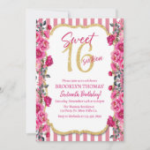 Sweet 16, Sixteenth birthday, pink,nvitation 招待状 (正面)