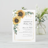 Sweet 16 Sunflower Eucalyptus Birthday Party 招待状 (スタンド正面)
