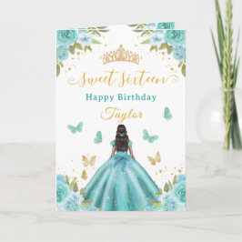 Sweet 16 Turquoise Princess African American Girl カード