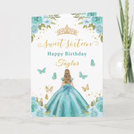 Sweet 16 Turquoise Princess Blonde Girl カード