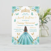 Sweet 16 Turquoise Princess Brunette Girl 招待状 (スタンド正面)