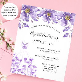 Sweet 16 violetドレスフローラ予算の招待