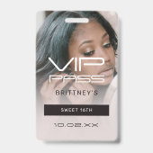 Sweet 16 VIP Pass Birthday Invitation Photo Badge バッジ (正面)
