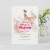 Sweet 16 Watercolor Gold and Pink Glitter 招待状 (スタンド正面)