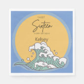 Sweet 16 Wave and Sun Monogram – 名前 スタンダードランチョンナプキン (正面)