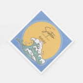 Sweet 16 Wave and Sun Monogram – 名前 スタンダードランチョンナプキン (角)