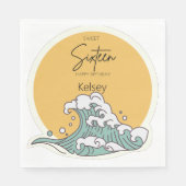 Sweet 16 Wave and Sun Monogram – 名前 スタンダードランチョンナプキン (正面)