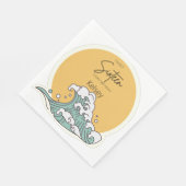 Sweet 16 Wave and Sun Monogram – 名前 スタンダードランチョンナプキン (角)