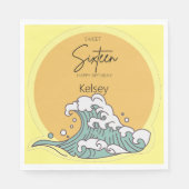 Sweet 16 Wave and Sun Monogram – 名前 スタンダードランチョンナプキン (正面)