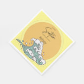 Sweet 16 Wave and Sun Monogram – 名前 スタンダードランチョンナプキン (角)