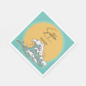 Sweet 16 Wave and Sun Monogram – 名前 スタンダードランチョンナプキン (角)